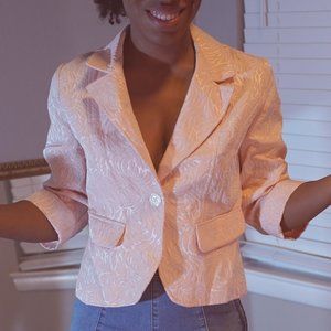 Molded Jacquard Monochrome Embroidered Pink Sculpted Blazer